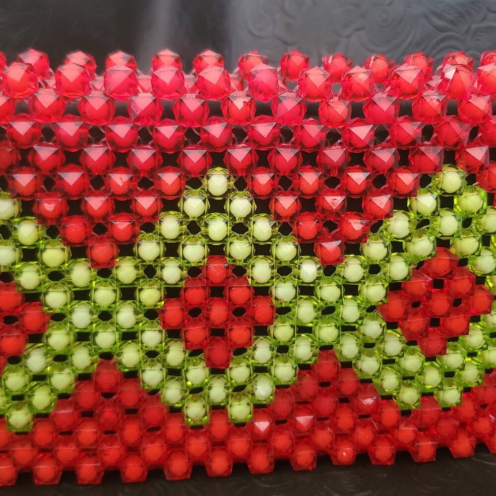Red and Lime Green Beaded Purse Handmade by Ugandan Women **Brand New**